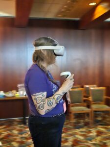 Photo of participant with VR goggles