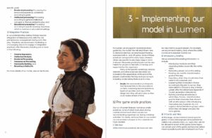 Images from the Lumen book with a picture of a person in-character